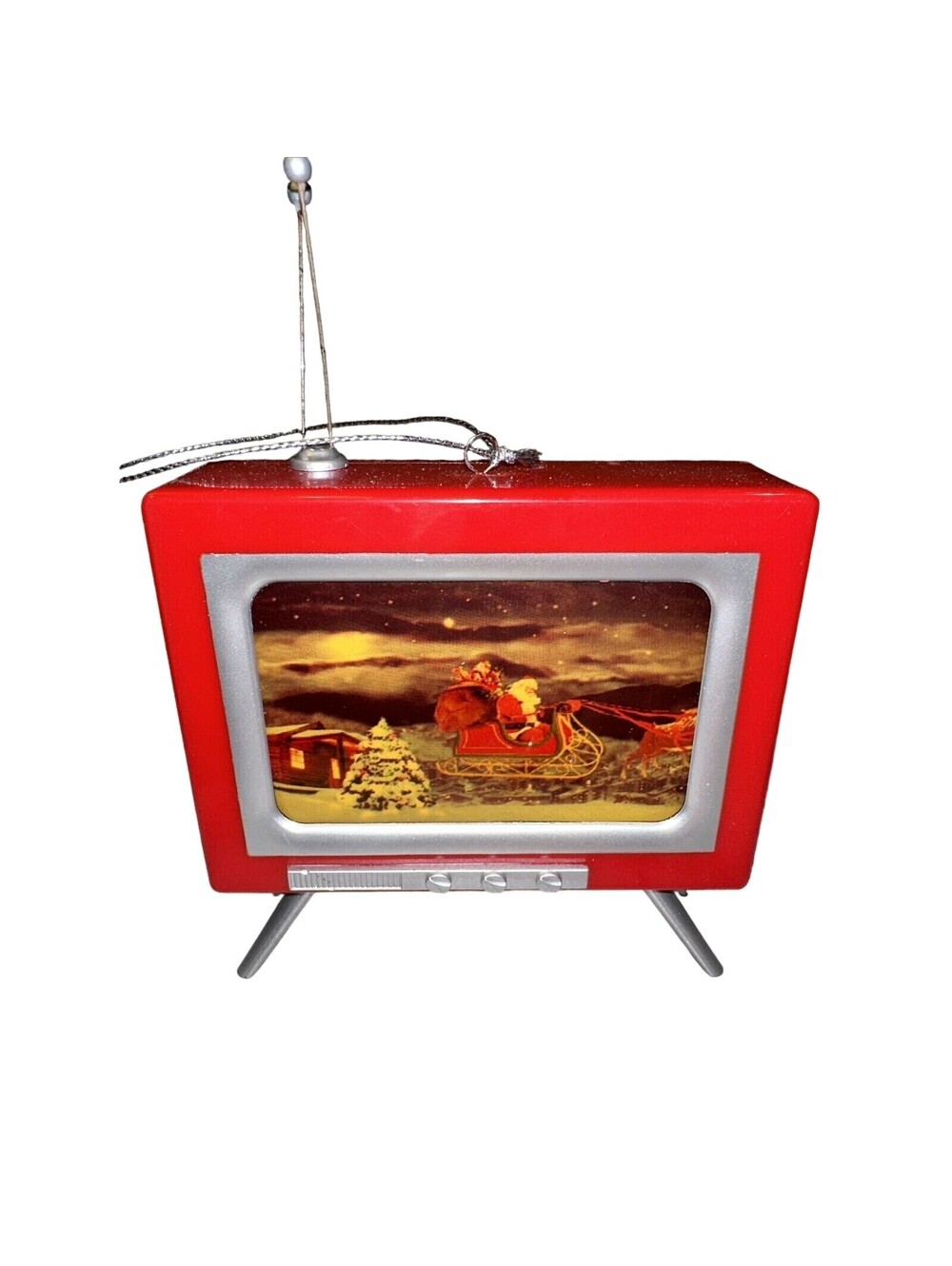 RARE Vintage Mr. Christmas TV Ornament Musical Retro 4" Gold Label Music Box